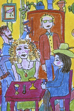 Party Time 2003 Jane Butler (b.1949 American) Colored pencil Private Collection