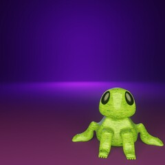 Green Alien with purple background