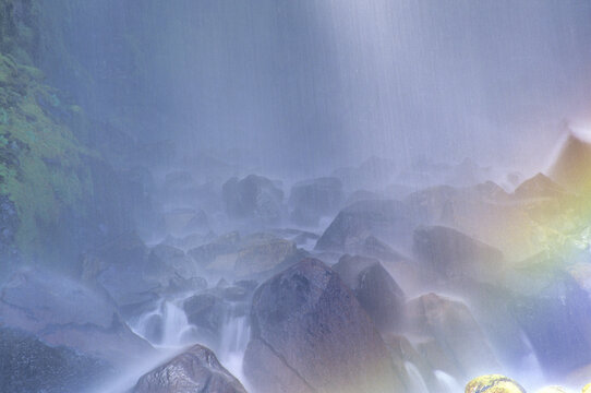 Water cascading through rocks, Narada Falls, Mount Rainier National Park, Washington State, USA