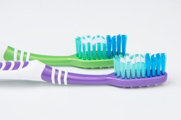 Multicolor toothbrush for teeth on the white background