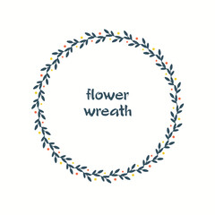 Round frame of plant motif. Flower wreath.
