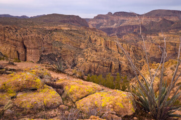 Panoramic view of mountains, Apache Trail, Superstition Mountains, Arizona, USA