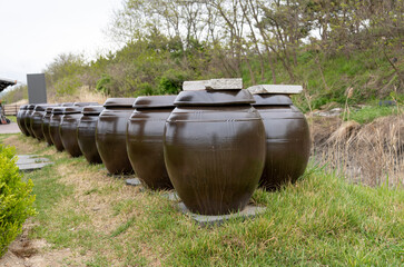 Obraz premium Jar for storing salt in a salt farm in Korea