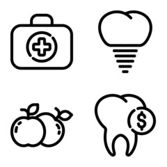 Dental Flat Icon Set Isolated On White Background