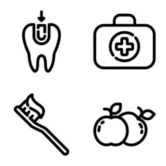 Dental Flat Icon Set Isolated On White Background