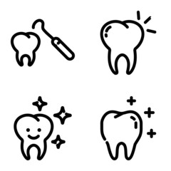 Dental Flat Icon Set Isolated On White Background