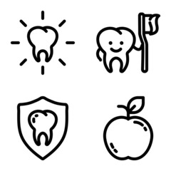 Dental Flat Icon Set Isolated On White Background