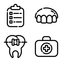 Obraz premium Dental Flat Icon Set Isolated On White Background