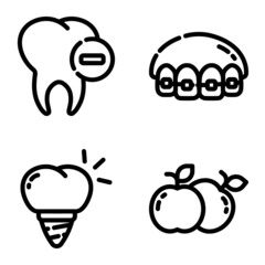 Dental Flat Icon Set Isolated On White Background