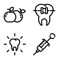 Dental Flat Icon Set Isolated On White Background