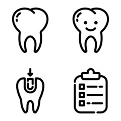 Dental Flat Icon Set Isolated On White Background