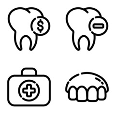 Dental Flat Icon Set Isolated On White Background