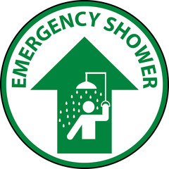 Emergency Shower Floor Sign On White Background