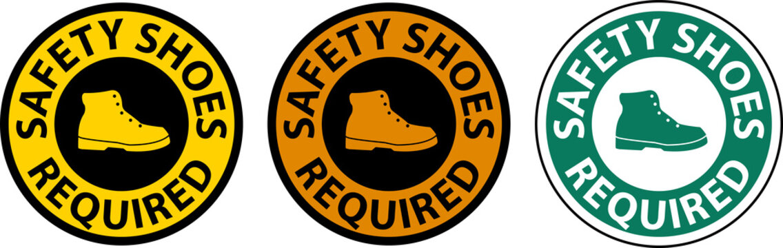 Safety Shoes Required Floor Sign On White Background