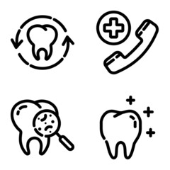 Dental Flat Icon Set Isolated On White Background