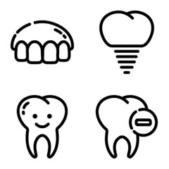 Dental Flat Icon Set Isolated On White Background