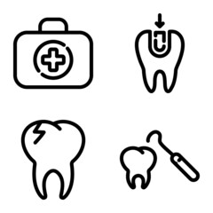 Dental Flat Icon Set Isolated On White Background