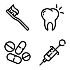 Dental Flat Icon Set Isolated On White Background
