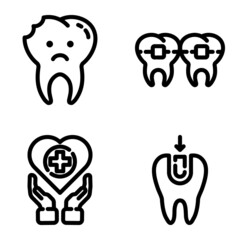 Dental Flat Icon Set Isolated On White Background