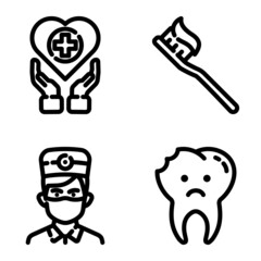 Dental Flat Icon Set Isolated On White Background