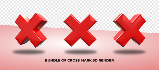 Obraz premium 3D render bndle of cross mark red color, png, transparent