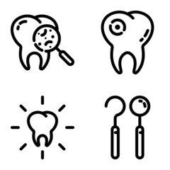 Dental Flat Icon Set Isolated On White Background