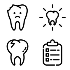 Dental Flat Icon Set Isolated On White Background