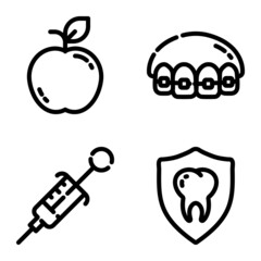 Dental Flat Icon Set Isolated On White Background