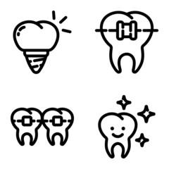 Dental Flat Icon Set Isolated On White Background