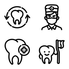 Dental Flat Icon Set Isolated On White Background