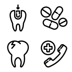 Dental Flat Icon Set Isolated On White Background