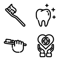 Dental Flat Icon Set Isolated On White Background