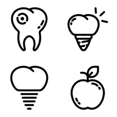 Dental Flat Icon Set Isolated On White Background