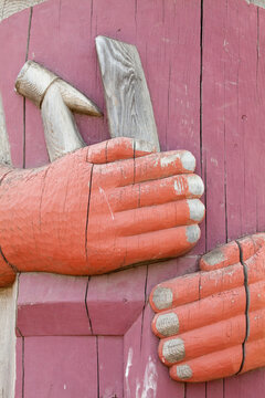 Close-up of a totem pole, Hoonah, Chichagof Island, Alaska, USA