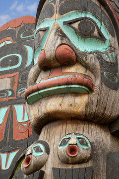 Close-up of a totem pole, Ketchikan, Alaska, USA