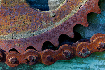 Gear and chain, Hansville, Kitsap County, Washington State, USA