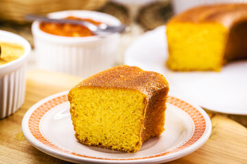 Brazilian cornmeal cake, yellow corn cake served at the June Festivals of Minas Gerais