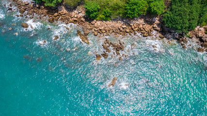 View of island from drone angle,Chanthaburi province of thailand,High angle of sea