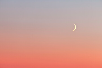 USA, Washington State, Sunset, Crescent moon