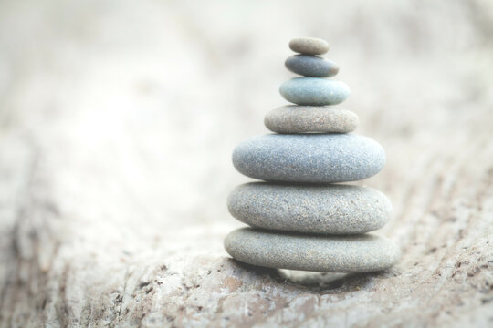 Stack of rocks on the beach, Rialto Beach, Olympic National Park, Washington State, USA