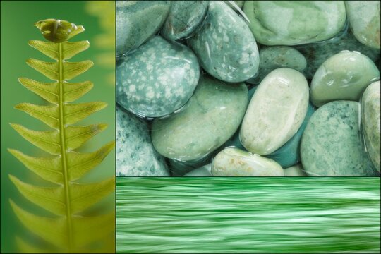 Stones, Deer Fern, river detail (digital composite)