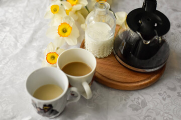 cup of coffee and cookies