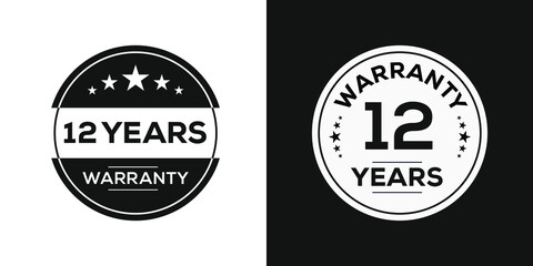 Obraz premium 12 years warranty seal stamp, vector label.