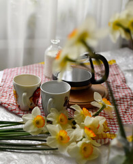 cup of tea and flowers