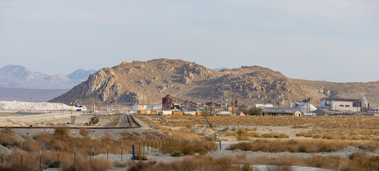 Searles lake mineral extraction facility in Trona Valley .Is a raw materials mining and production...