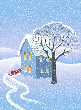 House in winter, Illustration