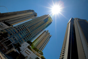 Low angle view of skyscrapers in a city