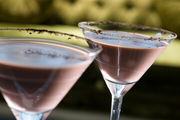 Close-up of chocolate cocktails