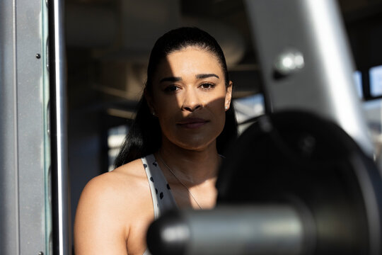 Portrait of fit woman in gym