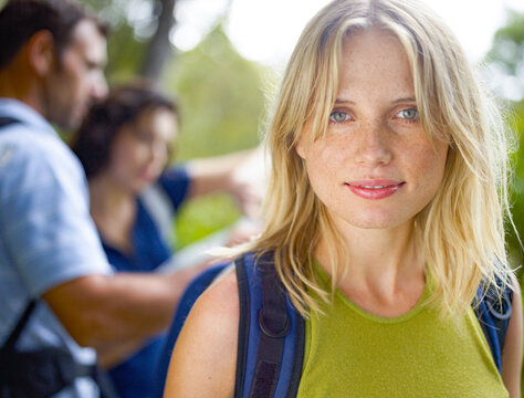 Group of adult hikers in wilderness